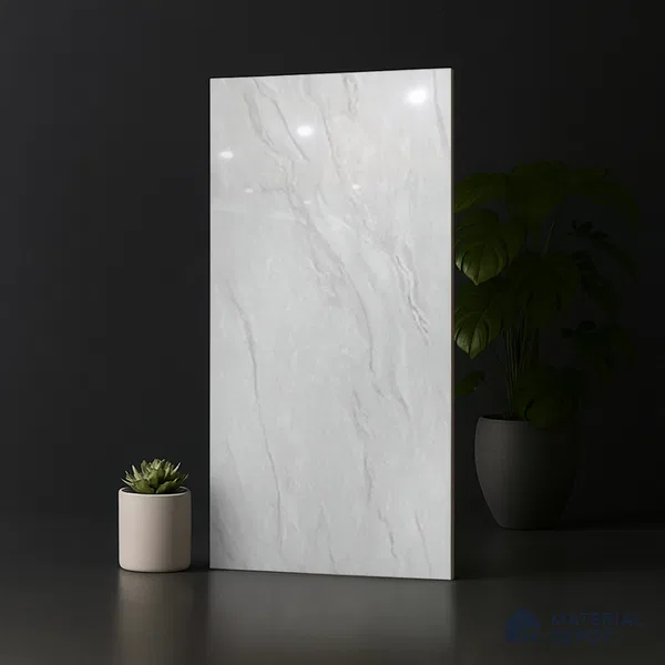 Marble Look Wall & Floor Tile TL 10327 Damasta Bianco 4 ft x 2 ft Vitrified Glossy Finish - 9 mm