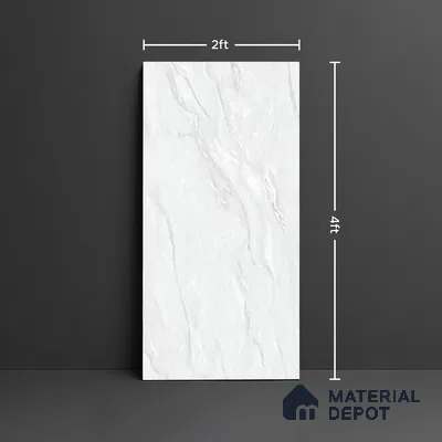 Marble Look Wall & Floor Tile TL 10327 Damasta Bianco 4 ft x 2 ft Vitrified Glossy Finish - 9 mm