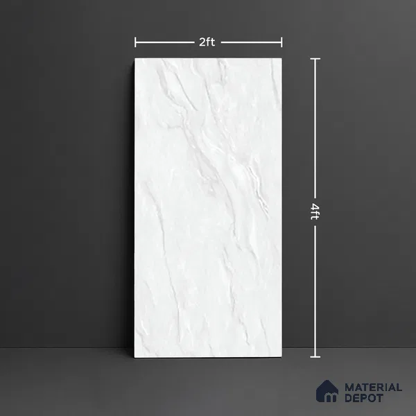 Marble Look Wall & Floor Tile TL 10327 Damasta Bianco 4 ft x 2 ft Vitrified Glossy Finish - 9 mm