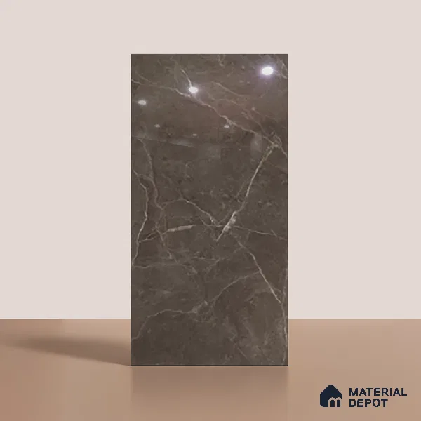 Marble Look Wall & Floor Tile TL 10330 Elite Brown 4 ft x 2 ft Vitrified Glossy Finish - 9 mm