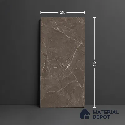 Marble Look Wall & Floor Tile TL 10330 Elite Brown 4 ft x 2 ft Vitrified Glossy Finish - 9 mm