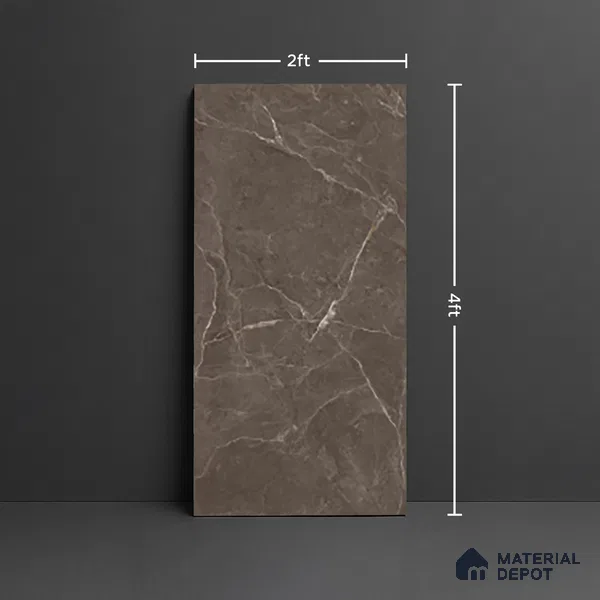Marble Look Wall & Floor Tile TL 10330 Elite Brown 4 ft x 2 ft Vitrified Glossy Finish - 9 mm