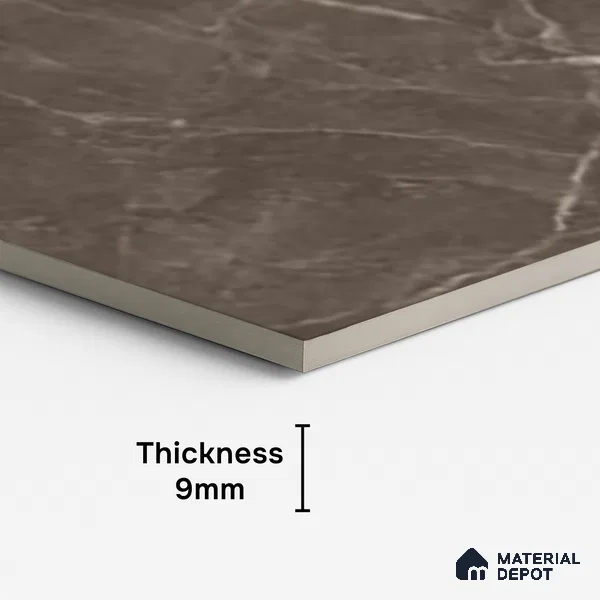 Marble Look Wall & Floor Tile TL 10330 Elite Brown 4 ft x 2 ft Vitrified Glossy Finish - 9 mm