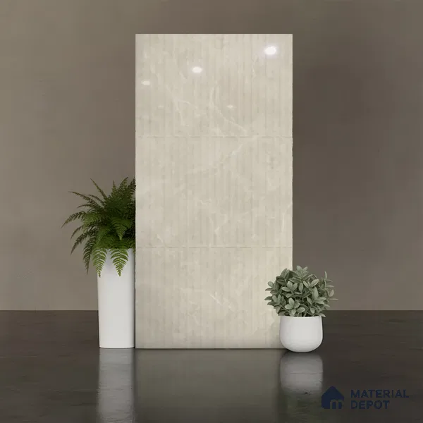 Punch Look Wall Tile TL 08114 B Lublin Beige Decor 4 ft x 2 ft Vitrified Glossy Finish - 9 mm | Random 6