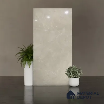 Marble Look Floor & Wall Tile TL 08114 Lublin Beige 4 ft x 2 ft Vitrified Glossy Finish - 9 mm | Random 6