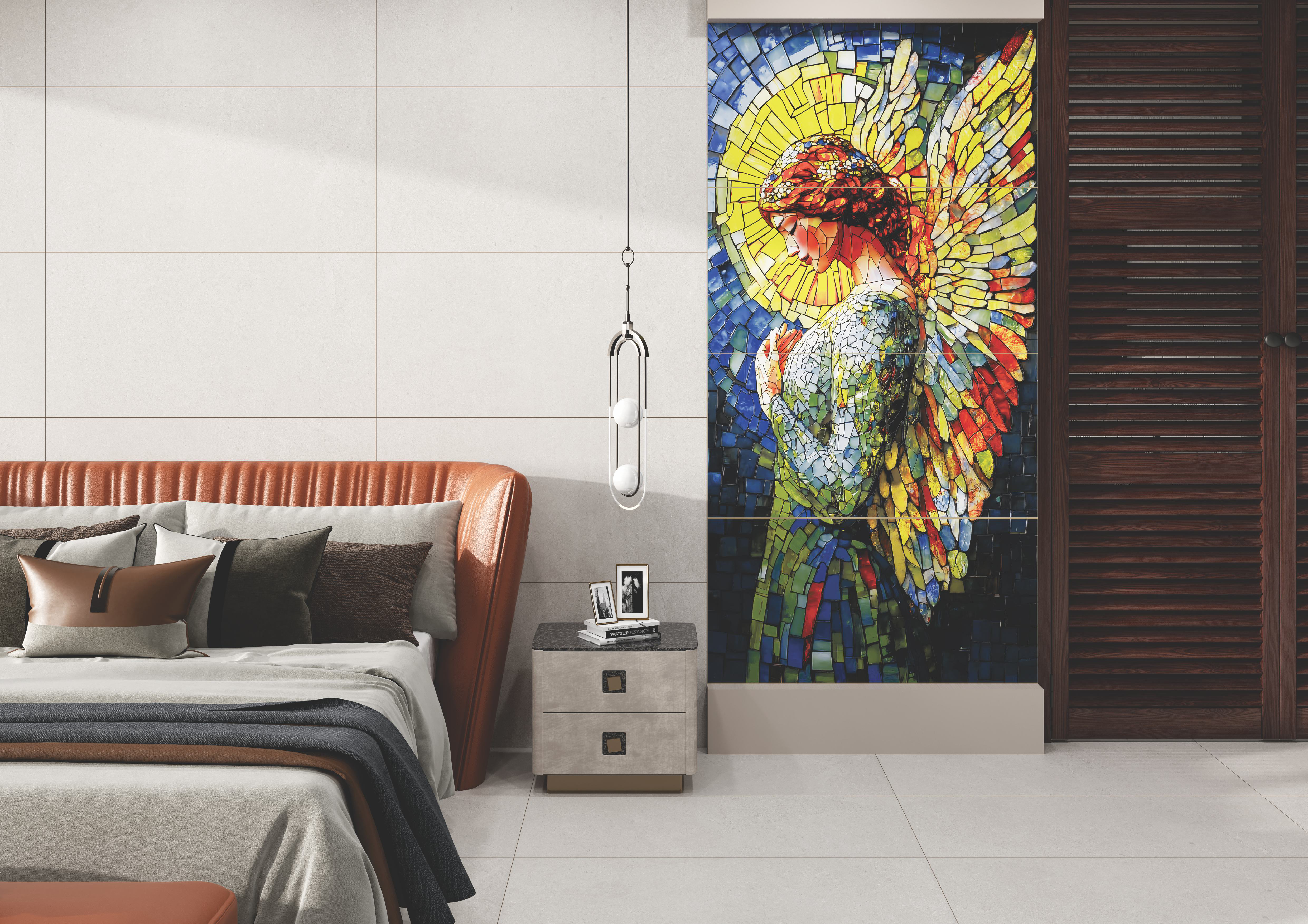 Faux Mosaic Mural Poster Wall Tile TL 12851 B Brownie (C+D) 4 ft x 2 ft Glue Matt 4D Pro Finish Double Digital Vitrified Tile - 9 mm | (Order Set 1 & 2 Given Below For Full Frame)