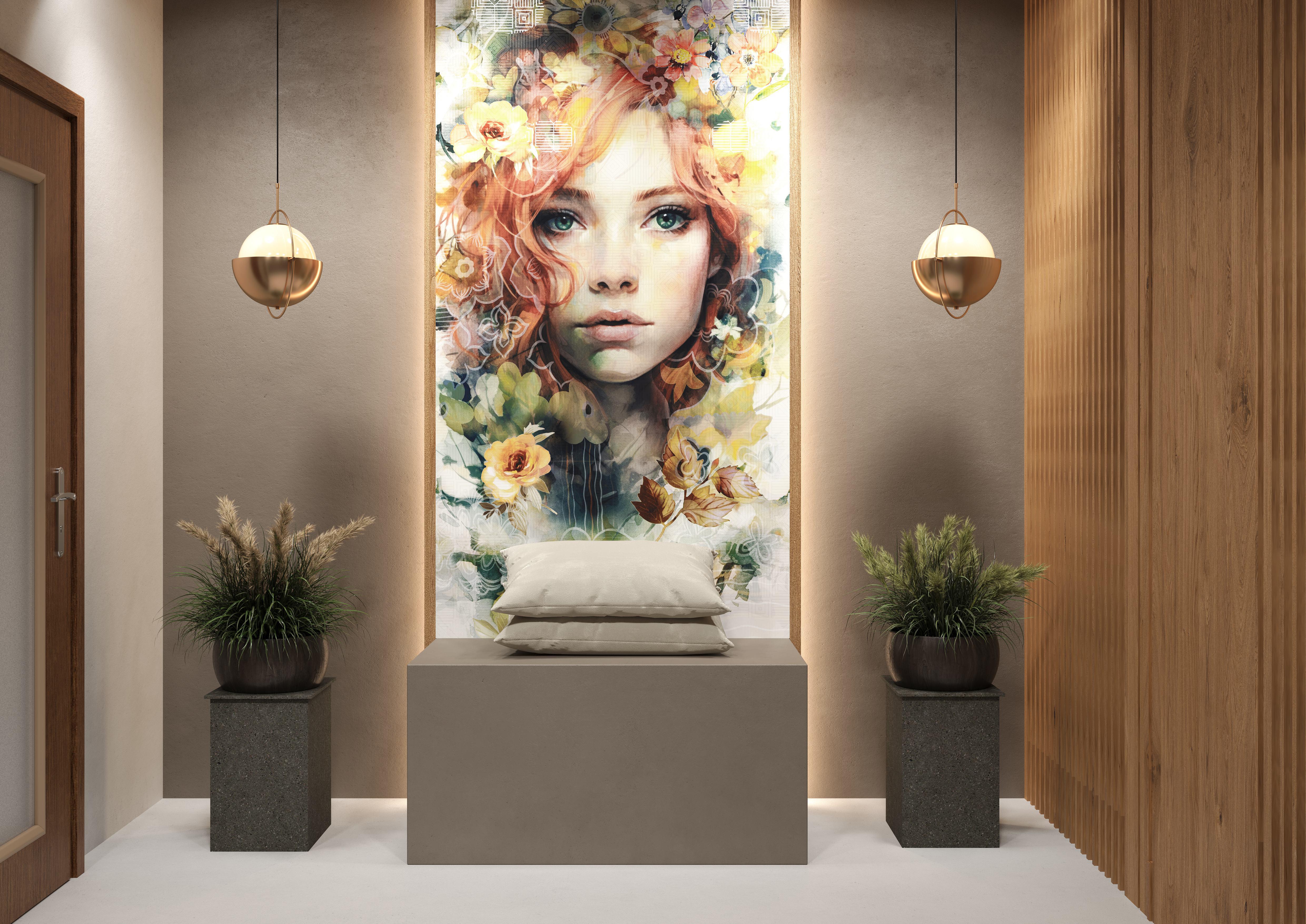 Faux Mosaic Mural Poster Wall Tile TL 12852 B Angel (C+D) 4 ft x 2 ft Glue Matt 4D Pro Finish Double Digital Vitrified Tile - 9 mm | (Order Set 1 & 2 Given Below For Full Frame)