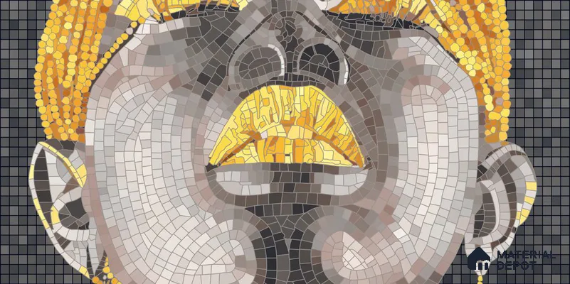 Faux Mosaic Mural Poster Wall Tile TL 12849 B Marina Salon (C+D) 4 ft x 2 ft Glue Matt 4D Pro Finish Double Digital Vitrified Tile - 9 mm | (Order Set 1 & 2 Given Below For Full Frame)