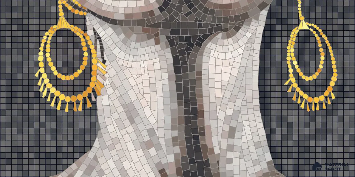 Faux Mosaic Mural Poster Wall Tile TL 12849 B Marina Salon (C+D) 4 ft x 2 ft Glue Matt 4D Pro Finish Double Digital Vitrified Tile - 9 mm | (Order Set 1 & 2 Given Below For Full Frame)