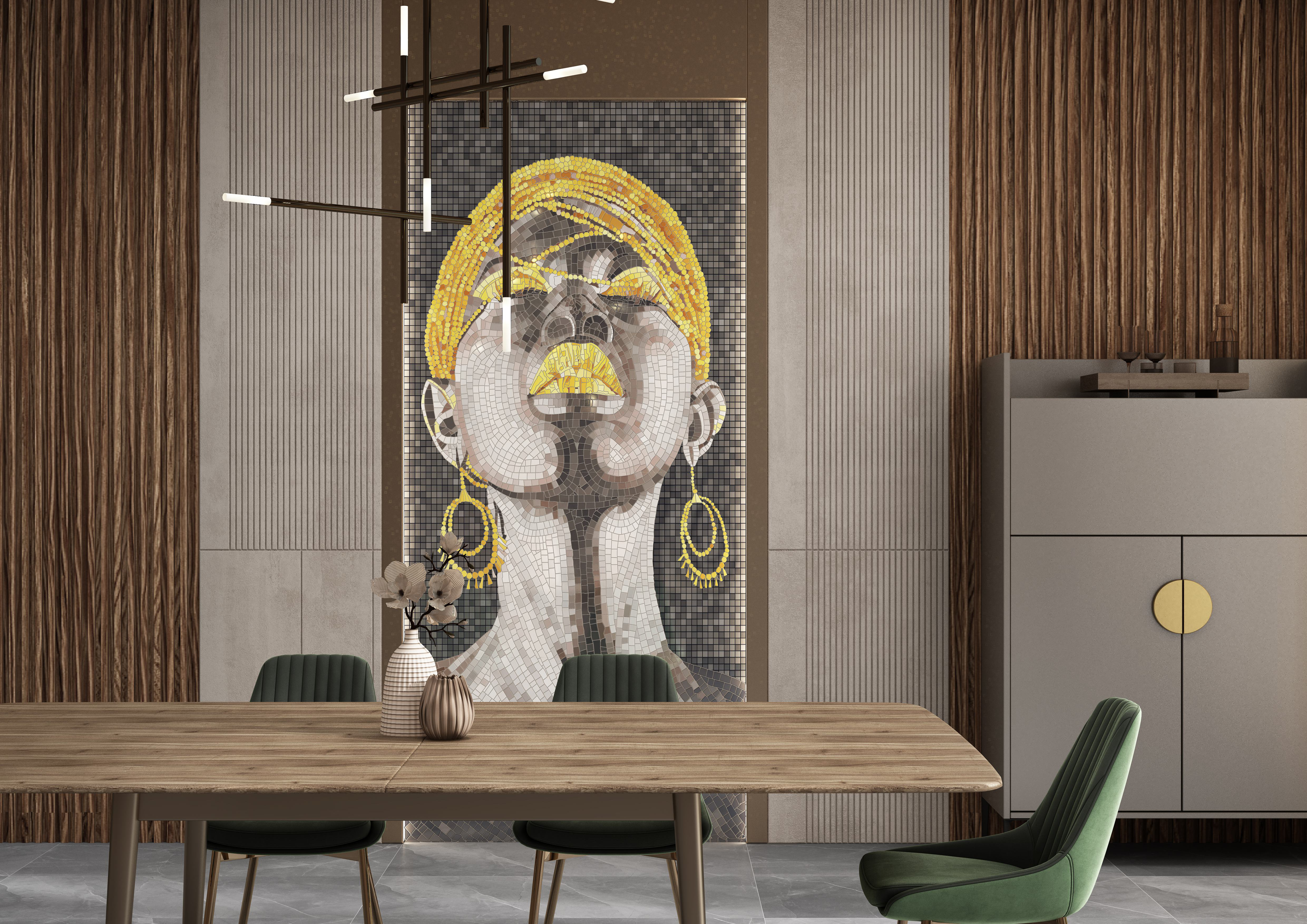 Faux Mosaic Mural Poster Wall Tile TL 12849 B Marina Salon (C+D) 4 ft x 2 ft Glue Matt 4D Pro Finish Double Digital Vitrified Tile - 9 mm | (Order Set 1 & 2 Given Below For Full Frame)