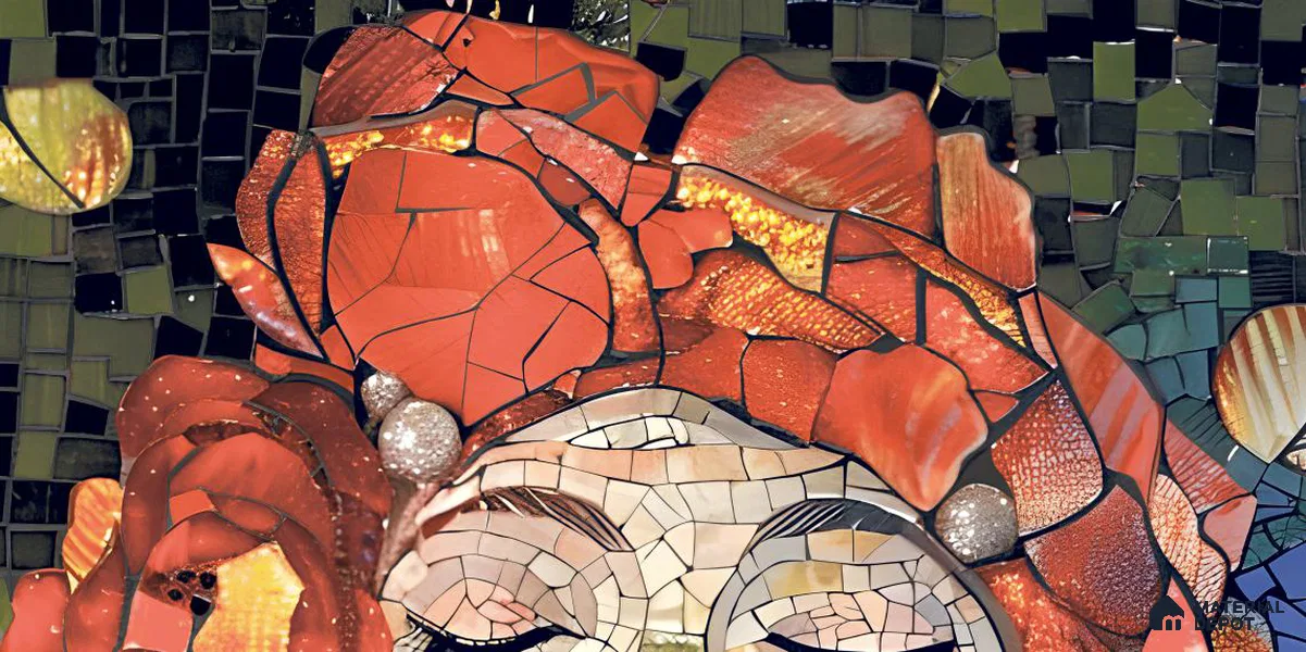 Faux Mosaic Mural Poster Wall Tile TL 12850 B Red Cherry (C+D) 4 ft x 2 ft Glue Matt 4D Pro Finish Double Digital Vitrified Tile - 9 mm | (Order Set 1 & 2 Given Below For Full Frame)
