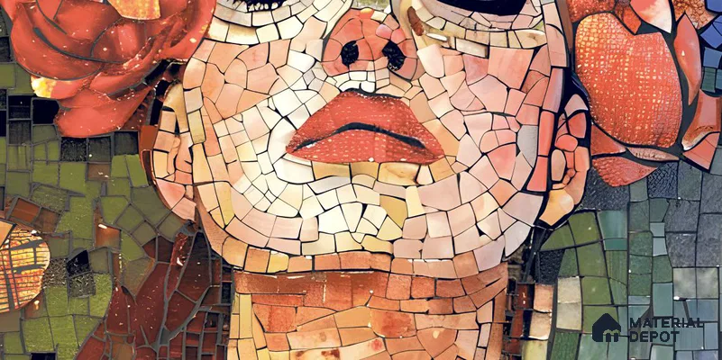 Faux Mosaic Mural Poster Wall Tile TL 12850 B Red Cherry (C+D) 4 ft x 2 ft Glue Matt 4D Pro Finish Double Digital Vitrified Tile - 9 mm | (Order Set 1 & 2 Given Below For Full Frame)