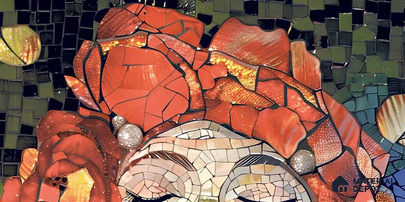 Faux Mosaic Mural Poster Wall Tile TL 12850 Red Cherry (A+B) 4 ft x 2 ft Glue Matt 4D Pro Finish Double Digital Vitrified Tile - 9 mm | (Order Set 1 & 2 Given Below For Full Frame)