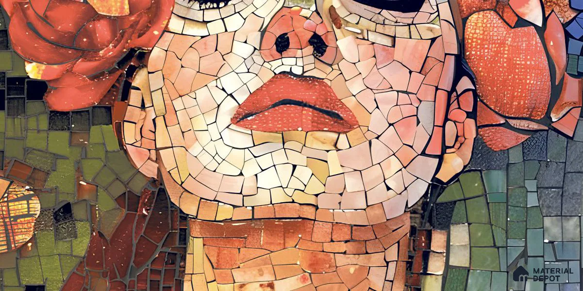 Faux Mosaic Mural Poster Wall Tile TL 12850 Red Cherry (A+B) 4 ft x 2 ft Glue Matt 4D Pro Finish Double Digital Vitrified Tile - 9 mm | (Order Set 1 & 2 Given Below For Full Frame)