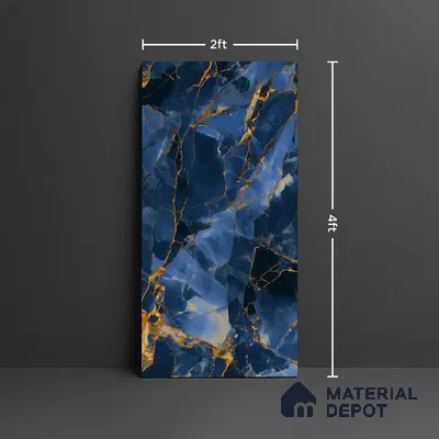 Marble Look TL 08517 Blue Winter 4 ft x 2 ft Vitrified High Gloss Finish - 8 mm | Random 4