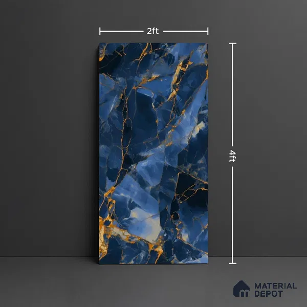 Marble Look TL 08517 Blue Winter 4 ft x 2 ft Vitrified High Gloss Finish - 8 mm | Random 4