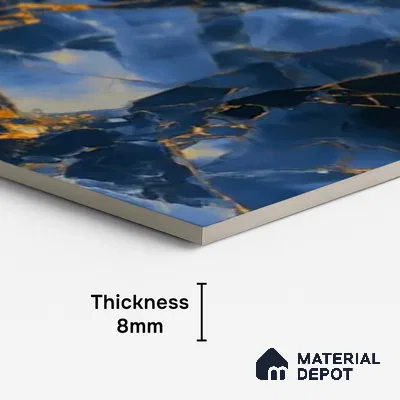 Marble Look TL 08517 Blue Winter 4 ft x 2 ft Vitrified High Gloss Finish - 8 mm | Random 4