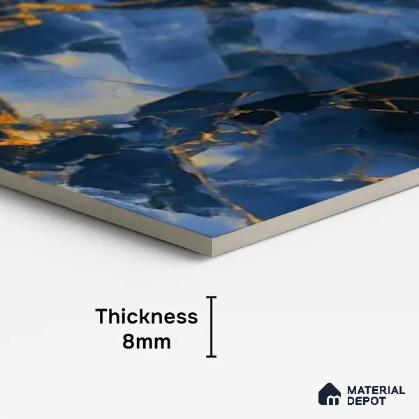 Marble Look TL 08517 Blue Winter 4 ft x 2 ft Vitrified High Gloss Finish - 8 mm | Random 4