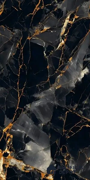 Marble Look TL 08516 Black Winter Endless 4 ft x 2 ft Vitrified High Gloss Finish - 8 mm | Random 4
