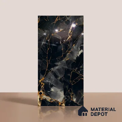 Marble Look TL 08516 Black Winter Endless 4 ft x 2 ft Vitrified High Gloss Finish - 8 mm | Random 4