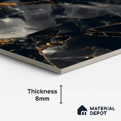 Marble Look TL 08516 Black Winter Endless 4 ft x 2 ft Vitrified High Gloss Finish - 8 mm | Random 4