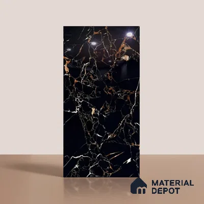 Marble Look TL 08524 Twilight Black 4 ft x 2 ft Vitrified High Gloss Finish - 8 mm | Random 3