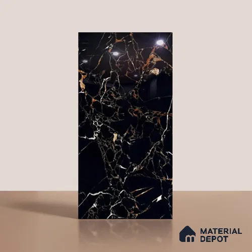 Marble Look TL 08524 Twilight Black 4 ft x 2 ft Vitrified High Gloss Finish - 8 mm | Random 3