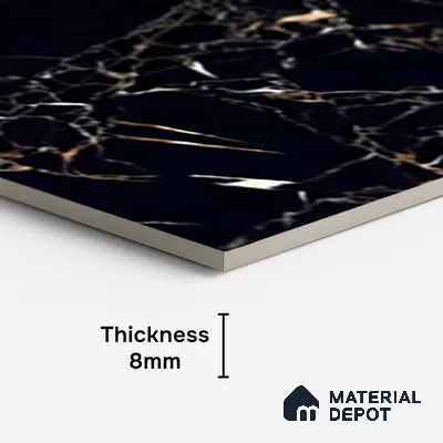 Marble Look TL 08524 Twilight Black 4 ft x 2 ft Vitrified High Gloss Finish - 8 mm | Random 3