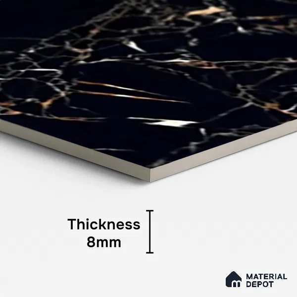 Marble Look TL 08524 Twilight Black 4 ft x 2 ft Vitrified High Gloss Finish - 8 mm | Random 3