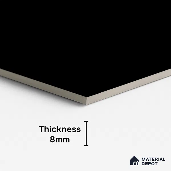 Plain Look TL 08526 Zed Black 4 ft x 2 ft Vitrified High Gloss Finish - 8 mm | Random 1