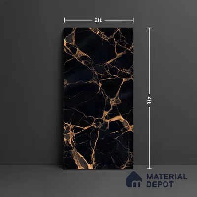 Marble Look TL 08518 Gold River 4 ft x 2 ft Vitrified High Gloss Finish - 8 mm | Random 4