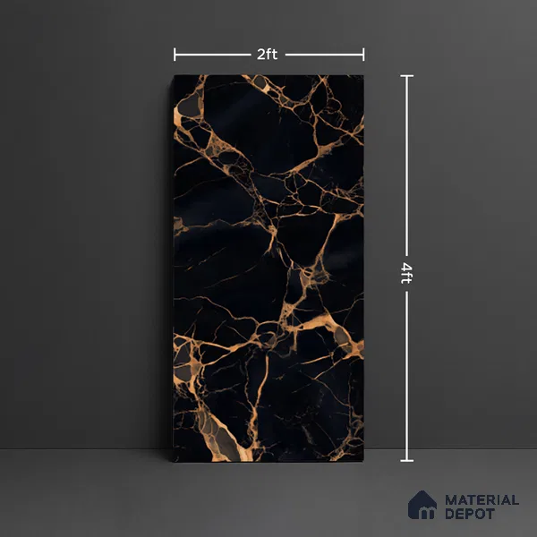 Marble Look TL 08518 Gold River 4 ft x 2 ft Vitrified High Gloss Finish - 8 mm | Random 4