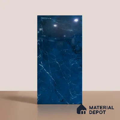 Marble Look Wall & Floor Tile TL 08789 Glory Blue 4 ft x 2 ft Vitrified High Gloss Finish - 9 mm