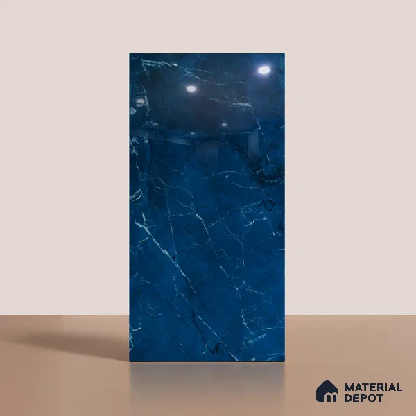 Marble Look Wall & Floor Tile TL 08789 Glory Blue 4 ft x 2 ft Vitrified High Gloss Finish - 9 mm