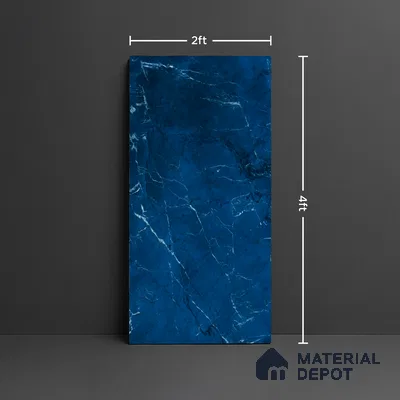 Marble Look Wall & Floor Tile TL 08789 Glory Blue 4 ft x 2 ft Vitrified High Gloss Finish - 9 mm