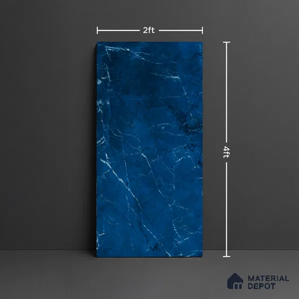 Marble Look Wall & Floor Tile TL 08789 Glory Blue 4 ft x 2 ft Vitrified High Gloss Finish - 9 mm