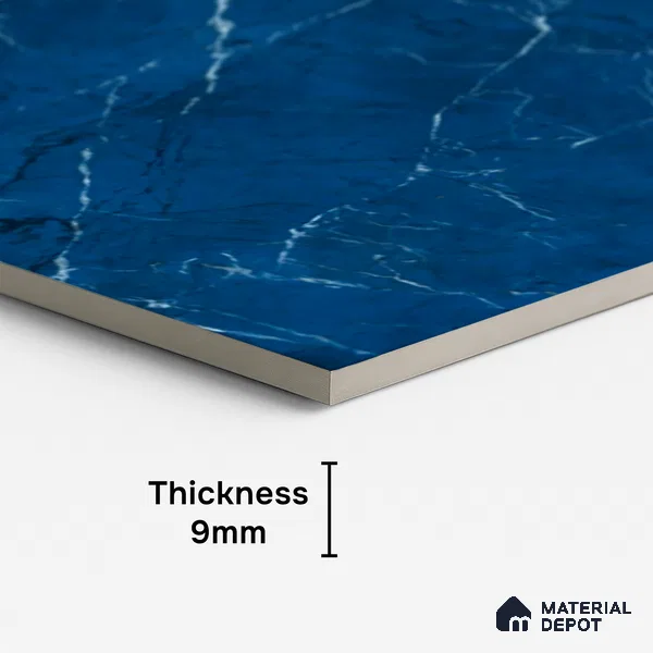 Marble Look Wall & Floor Tile TL 08789 Glory Blue 4 ft x 2 ft Vitrified High Gloss Finish - 9 mm