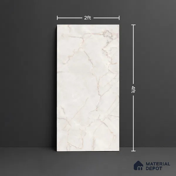 Marble Look TL 08514 Snech Bianco 4 ft x 2 ft Vitrified Matte Finish - 8 mm | Random 4