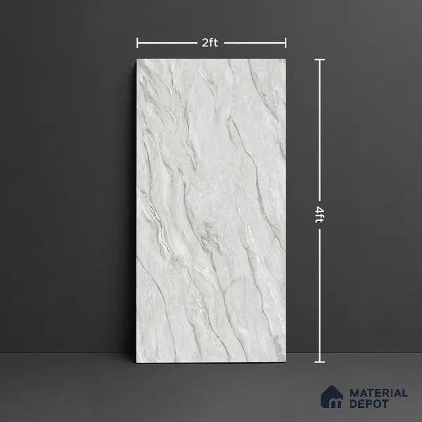 Marble Look TL 08512 B Montera Grey 4 ft x 2 ft Vitrified Matte Finish - 8 mm | Random 4