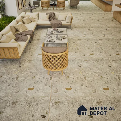 Stone Wall & Floor Tile TL 07495 B Exotic Stone Pearl 4 ft x 2 ft Gris Vitrified Matte Finish Tile - 9 mm | Ideal for Living Room, Bathroom, Kitchen (Sample)