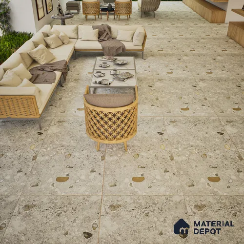 Stone Wall & Floor Tile TL 07495 B Exotic Stone Pearl 4 ft x 2 ft Gris Vitrified Matte Finish Tile - 9 mm | Ideal for Living Room, Bathroom, Kitchen