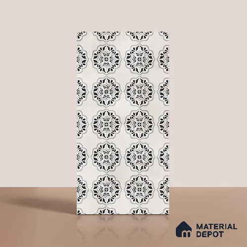 Moroccan Wall & Floor Tile TL 09960 4 ft x 2 ft Black Vitrified Matte Finish Tile - 9 mm | Ideal for Living Room,Bedroom,Bathroom,Kitchen