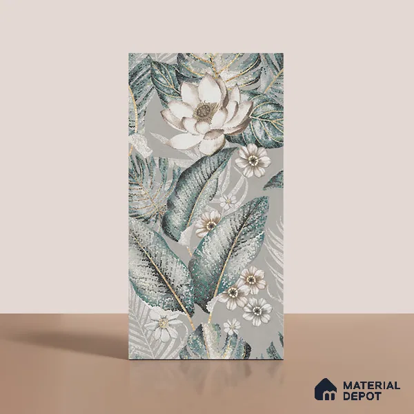 Tropical Wall Tile TL 08099 B Miles Verde Decor A 4 ft x 2 ft Vitrified Matte Finish - 9 mm | Suitable for Bathroom, Accent/Feature Wall, Foyer