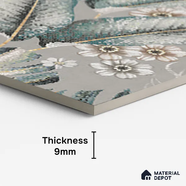 Tropical Wall Tile TL 08099 B Miles Verde Decor A 4 ft x 2 ft Vitrified Matte Finish - 9 mm | Suitable for Bathroom, Accent/Feature Wall, Foyer