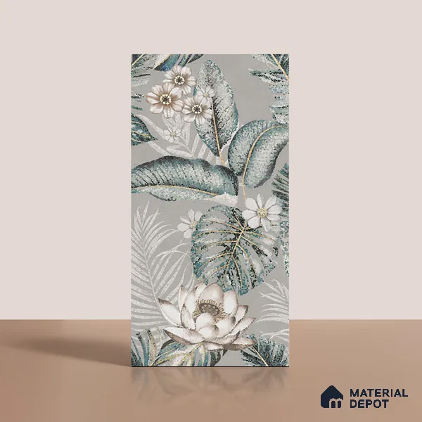 Tropical Wall Tile TL 08099 C Miles Verde Decor B 4 ft x 2 ft Vitrified Matte Finish - 9 mm | Suitable for Bathroom, Accent/Feature Wall, Foyer