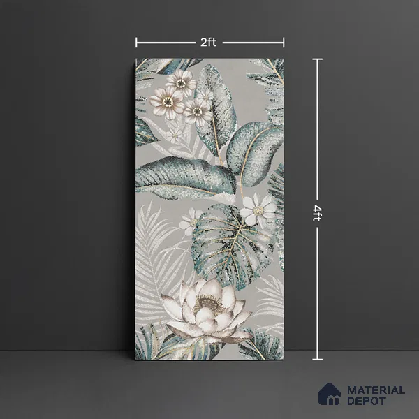 Tropical Wall Tile TL 08099 C Miles Verde Decor B 4 ft x 2 ft Vitrified Matte Finish - 9 mm | Suitable for Bathroom, Accent/Feature Wall, Foyer