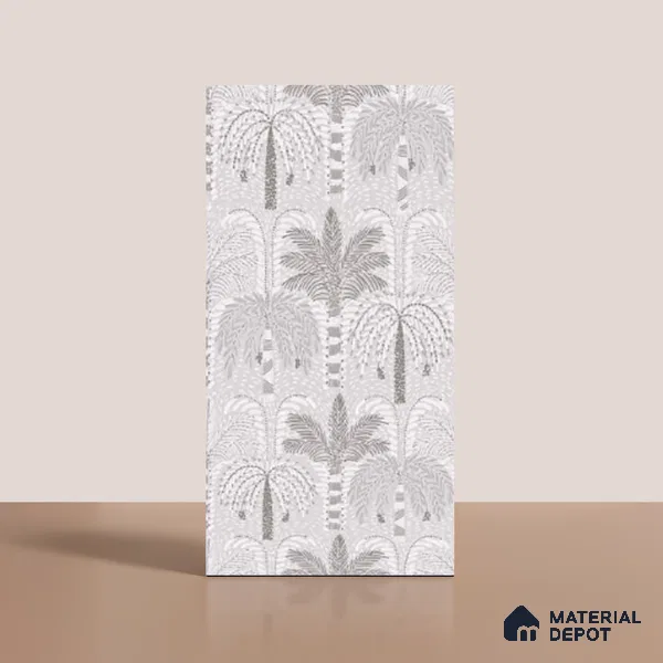 Floral Wall Tile TL 09924 Grey 4 ft x 2 ft Vitrified Matte Finish Tile - 9 mm | Suitable for Bathroom, Accent/Feature Wall, Dining Area