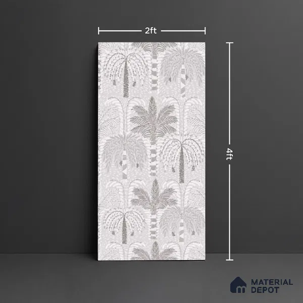 Floral Wall Tile TL 09924 Grey 4 ft x 2 ft Vitrified Matte Finish Tile - 9 mm | Suitable for Bathroom, Accent/Feature Wall, Dining Area