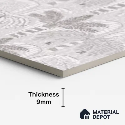 Floral Wall Tile TL 09924 Grey 4 ft x 2 ft Vitrified Matte Finish Tile - 9 mm | Suitable for Bathroom, Accent/Feature Wall, Dining Area