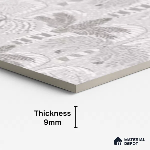 Floral Wall Tile TL 09924 Grey 4 ft x 2 ft Vitrified Matte Finish Tile - 9 mm | Suitable for Bathroom, Accent/Feature Wall, Dining Area